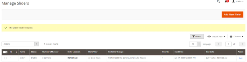 Manage Slider