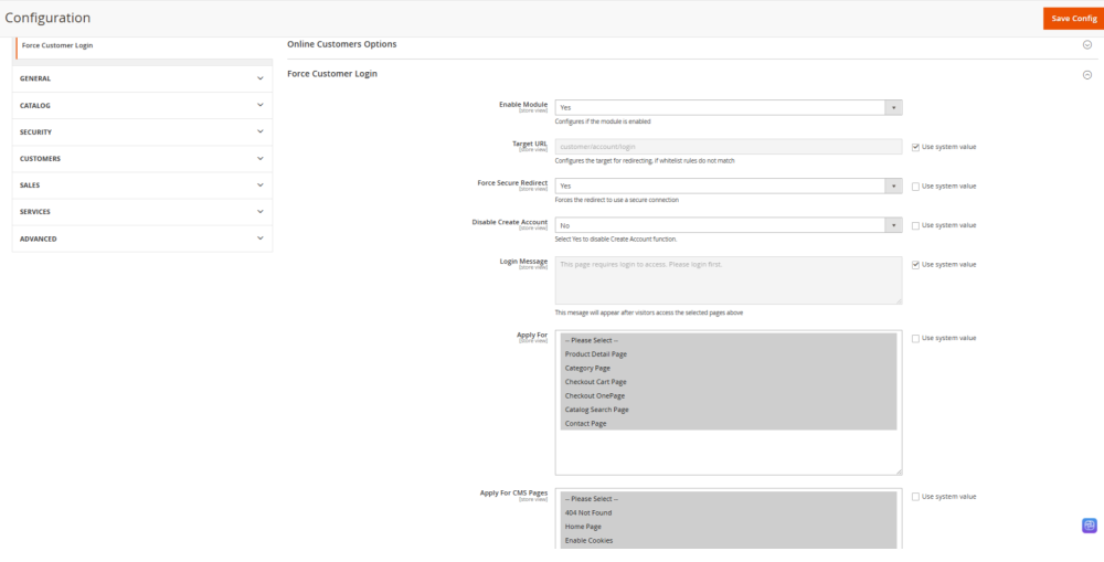 force config2